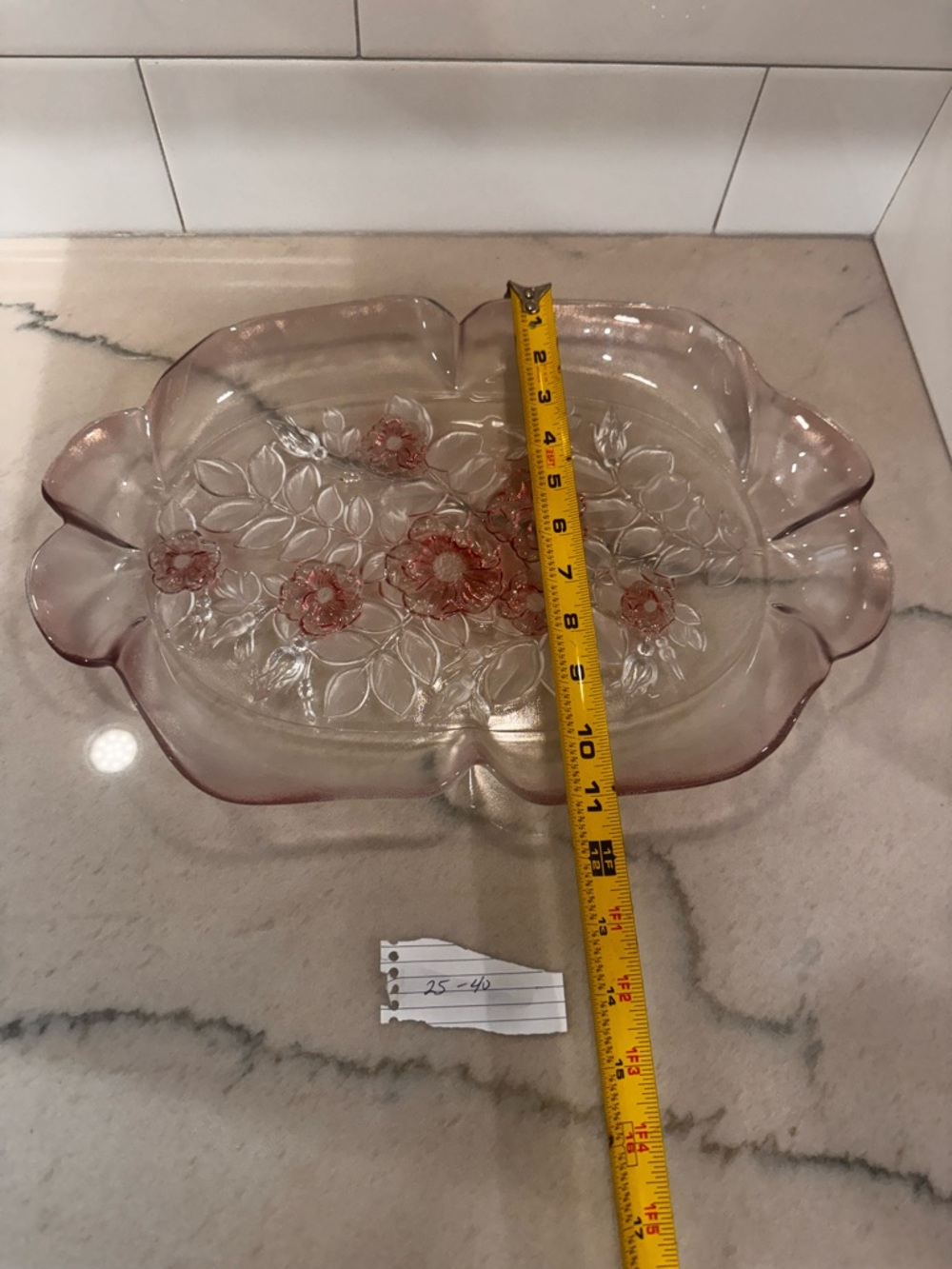 Pink Glass Floral Serving Tray Set - Picture 11 of 15